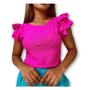 Imagem de Blusa blusinha laise gola rasa manga dois babados feminino