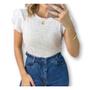 Imagem de Blusa blusinha laise gola rasa manga dois babados feminino