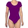 Imagem de Blusa Body Maiô Liso Feminino Com Bojo Manga Curta Gola Redonda Verão