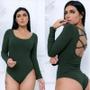 Imagem de Blusa body trançado nas costas manga longa feminino confortável