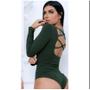 Imagem de Blusa body trançado nas costas manga longa feminino confortável