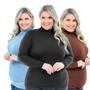 Imagem de Blusa Cacharrel Térmica Gola Alta Canelada Plus Size Moda Inverno Frio