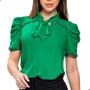 Imagem de Blusa Camisa Feminina Evangélica Laço Gravatinha Com Pérolas