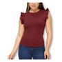 Imagem de Blusa canelada cavada babado casual feminina