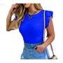 Imagem de Blusa canelada cavado babado feminino estilo