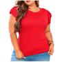 Imagem de Blusa canelada plus size manga dois babados moda feminina