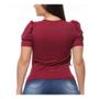 Imagem de Blusa canelada princesa plus size manga curta elegante