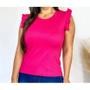 Imagem de Blusa canelada regata babado super macia confortável moda fashion