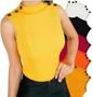 Imagem de Blusa canelada regata botões no ombro tendência feminina
