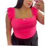 Imagem de Blusa canelado plus size alça babado feminino