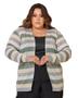 Imagem de Blusa Casaco Cardigan Listado Plus Size Grande Tricot Leve