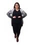 Imagem de Blusa Casaco Cardigan Plus Size Tricô Listado Degradê