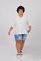 Imagem de Blusa com gola e decote em V branca Plus Size