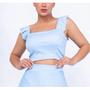 Imagem de Blusa cropped alça babado poliéster feminino moda estilo
