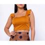 Imagem de Blusa cropped alça babado poliéster feminino moda gringa