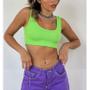 Imagem de Blusa cropped alça canelado moda gringa feminina