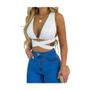 Imagem de Blusa cropped alça feminino multiformas amarração com bojo