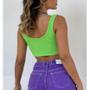 Imagem de Blusa cropped alça regata tecido canelado feminino