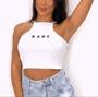 Imagem de Blusa cropped babe regata alça fina canelado feminino blogueira