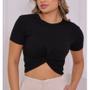 Imagem de Blusa cropped  barato viscolycra manga curta feminina nózinho