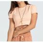 Imagem de Blusa cropped básico canelado feminino fashion