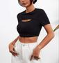 Imagem de Blusa cropped canelada decote gota manga curta feminino