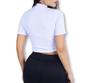 Imagem de Blusa Cropped canelado básico manga curta gola alta feminina elegante