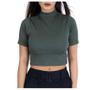 Imagem de Blusa cropped canelado básico manga curta gola alta feminino estilo