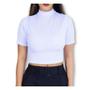 Imagem de Blusa Cropped canelado básico manga curta gola alta feminino moda blogueira