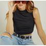 Imagem de Blusa cropped canelado cavado gola alta feminino moda fashion