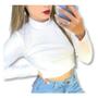 Imagem de Blusa cropped canelado gola alta manga longa estilo feminino