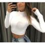 Imagem de Blusa Cropped canelado manga longa gola alta feminino