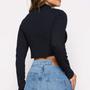 Imagem de blusa cropped canelado manga longa gola alta moda feminina