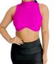 Imagem de Blusa Cropped cavada gola alta alinha seio feminino básico 