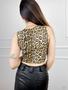 Imagem de Blusa Cropped cavada onça recorte lateral x na cintura moda feminina