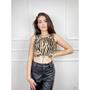 Imagem de Blusa Cropped cavada zebra recorta x lateral na cintura feminino casual