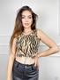 Imagem de Blusa Cropped cavada zebra recorta x lateral na cintura feminino modal