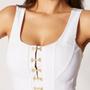 Imagem de Blusa Cropped Corset com Colchetes Branco
