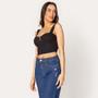 Imagem de Blusa Cropped Decote V e Bojo Estruturado Preto