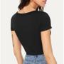 Imagem de Blusa Cropped decote vazado canelado manga curta feminino estilo gringa