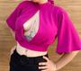 Imagem de Blusa Cropped duna feminino manga morcego decote frente e verso