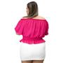 Imagem de Blusa Cropped Duna Ombro A Ombro Ciganinha Feminina Manga Curta Morcego Lastex