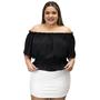 Imagem de Blusa Cropped Duna Ombro A Ombro Ciganinha Feminina Manga Curta Morcego Lastex