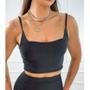 Imagem de Blusa Cropped faixa alça fina poliéster feminina gringa