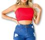 Imagem de Blusa cropped faixa poliéster feminino tendência