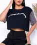 Imagem de Blusa cropped fashion tshirt manga paête feminina