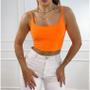 Imagem de Blusa Cropped feminina alça extra fina estilo gringa