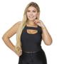 Imagem de Blusa cropped feminina cavado faixa decote  U com bojo poliéster modelo