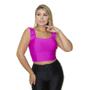 Imagem de Blusa cropped feminina com bojo e alça babado poliéster moda barata