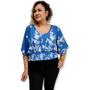 Imagem de Blusa Cropped Feminina com Manga Decote V Estampa Plus Size